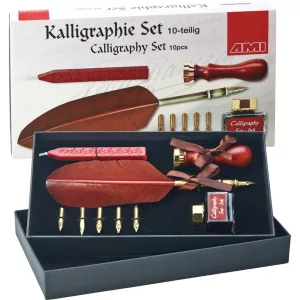 Calligraphy Set 10 Pieces with Feather