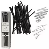 Rajzszén készlet - Coates Willow Charcoal Set of 25 Charcoal Stick, Black 2-3mm