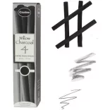 Coates Willow Charcoal Set of 4 Charcoal Stick, Black 12-14 mm (and other sizes)