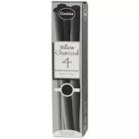Coates Willow Charcoal Set of 4 Charcoal Stick, Black 12-14 mm (and other sizes)
