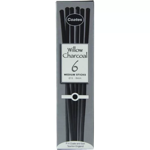 Rajzszén készlet - Coates Willow Charcoal Set of 6 Charcoal Stick, Black 5-6mm