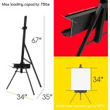 Hordozható festőállvány - MEEDEN Aluminum Portable Art Tripod Easel, Stand for Painting, Black 