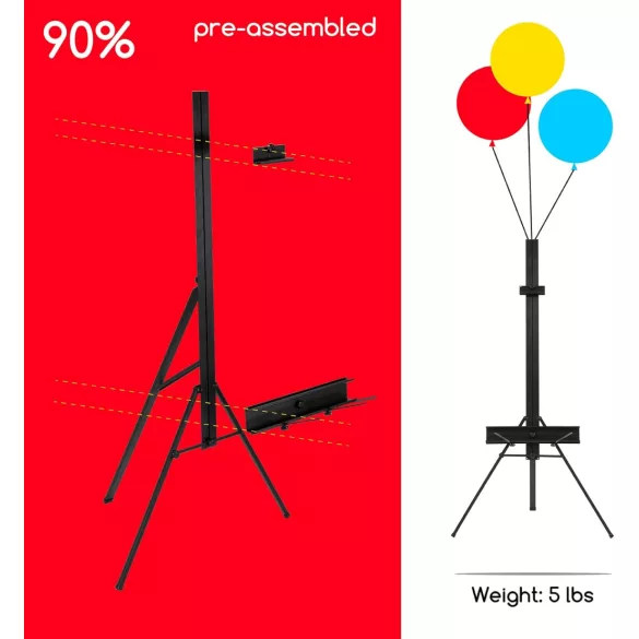 Hordozható festőállvány - MEEDEN Aluminum Portable Art Tripod Easel, Stand for Painting, Black 