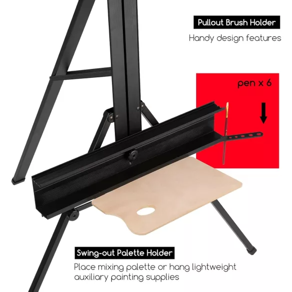 Hordozható festőállvány - MEEDEN Aluminum Portable Art Tripod Easel, Stand for Painting, Black 