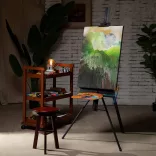 Hordozható festőállvány - MEEDEN Aluminum Portable Art Tripod Easel, Stand for Painting, Black 