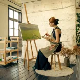 Festőállvány - MEEDEN Basic Beech Wood A-Frame Painting Art Easel 6031-YM - Natural Color