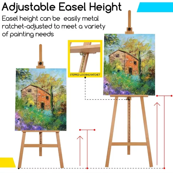 Festőállvány - MEEDEN Basic Beech Wood A-Frame Painting Art Easel 6031-YM - Natural Color