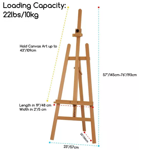 Festőállvány - MEEDEN Basic Beech Wood A-Frame Painting Art Easel 6031-YM - Natural Color