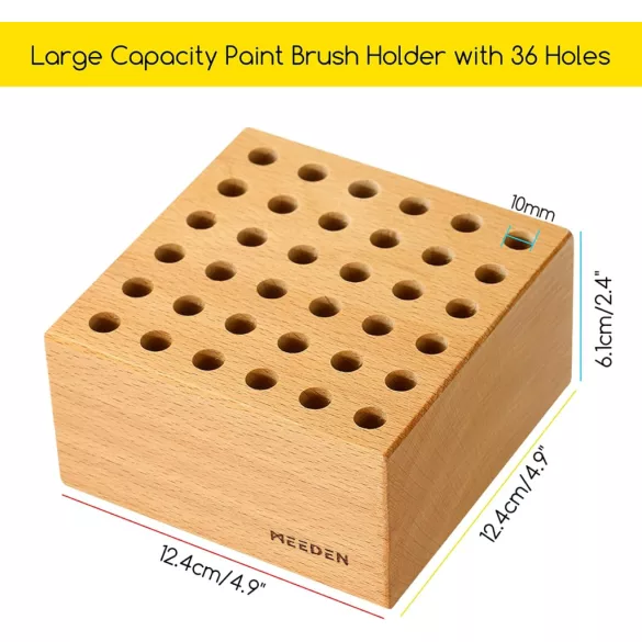 MEEDEN Beechwood Pencil and Brush Holder: 36 Holes Paint Brush Storage Organizer & Holder Rack