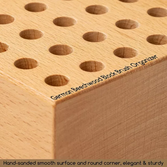 MEEDEN Beechwood Pencil and Brush Holder: 36 Holes Paint Brush Storage Organizer & Holder Rack