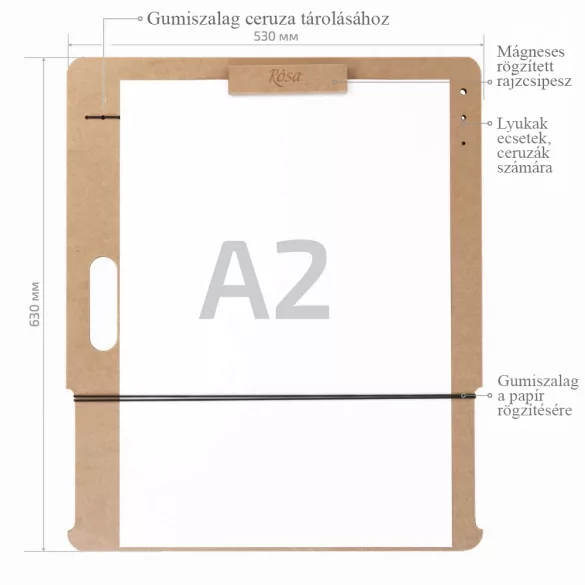 Rajztábla, Egyedi tervezésű MDF - Rósa Sketch Board, 6mm - A/2