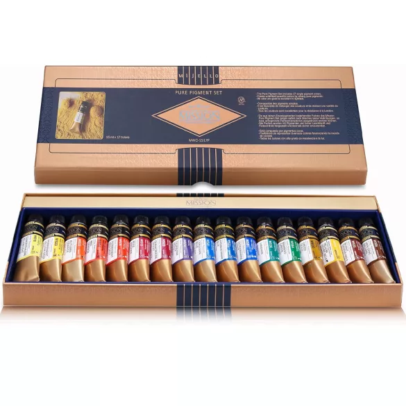 Akvarellfesték készlet, tubusos - Mijello Mission Gold Class Pure Pigment Watercolor Set (MWC-1517P) – 17 x 15ml