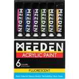 MEEDEN Heavy Body Acrylic Paint Set, 6 Fluorescent-Neon Colors (0.74 oz, 22 ml) in tube