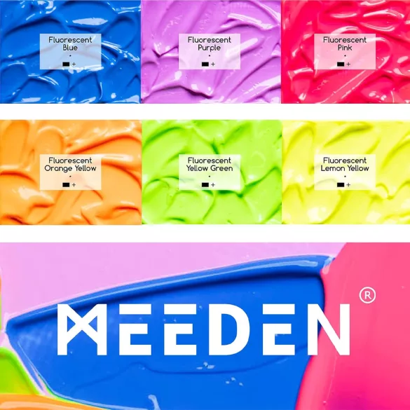 MEEDEN Heavy Body Acrylic Paint Set, 6 Fluorescent-Neon Colors (0.74 oz, 22 ml) in tube