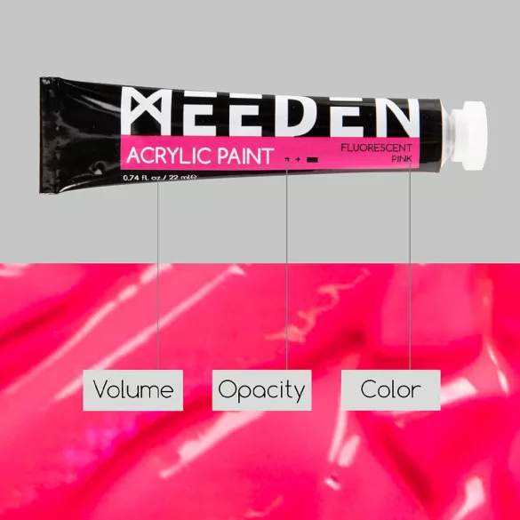 MEEDEN Heavy Body Acrylic Paint Set, 6 Fluorescent-Neon Colors (0.74 oz, 22 ml) in tube