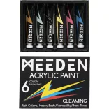 MEEDEN Heavy Body Acrylic Paint Set, 6 Gleaming-Iridescent Colors (0.74 oz, 22 ml) in tube