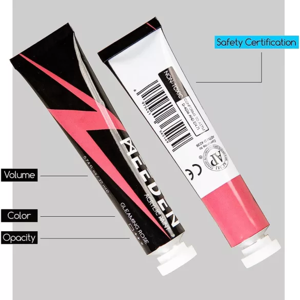 Akrilfesték készlet, sűrű - MEEDEN Heavy Body Acrylic Paint Set, 6 Metallic Colors (2 oz, 60 ml) - Metál színek 6 x 60 ml