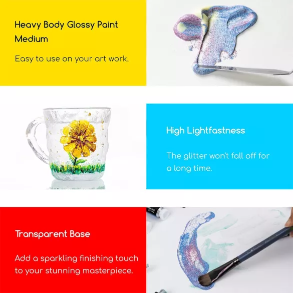 MEEDEN Heavy Body Acrylic Paint Set, 6 Gleaming-Iridescent Colors (0.74 oz, 22 ml) in tube