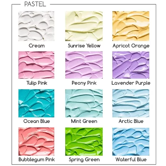 MEEDEN Heavy Body Acrylic Paint Set, 12 Pastel Colors (0.74 oz, 22 ml) in tube