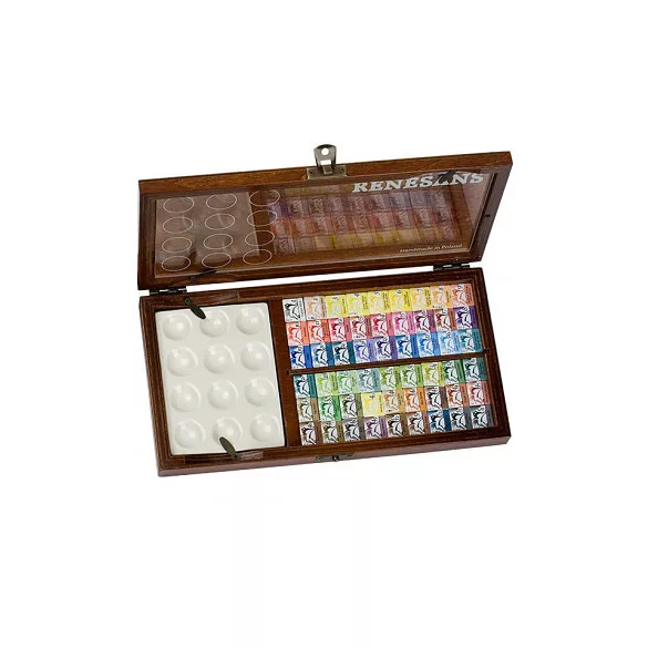 Akvarellfesték készlet, fadobozos szilkés - Renesans Gift Set Watercolour in Wooden Box - 54x1,5ml