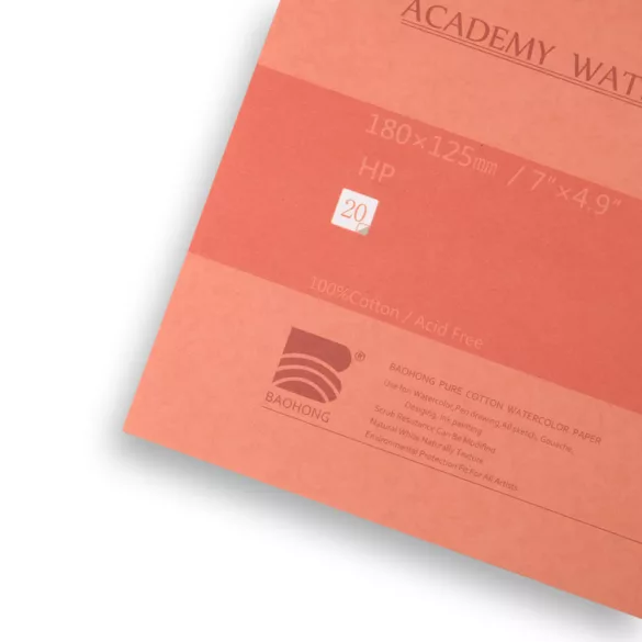 Akvarelltömb - Baohong Pure Cotton Hot Press Watercolor Paper Pad 380x260mm