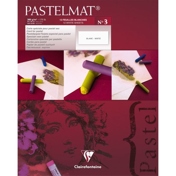 Pasztelltömb - Clairefontaine Pastelmat - 24x30, 360g, 12 lap - Fehér