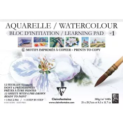   Előrajzolt akvarell kifestő-tömb, 6 képpel - folyamat leírása lépésről lépésre - 300 g/m2 12 ív 21 x 29,7 A4 - No1