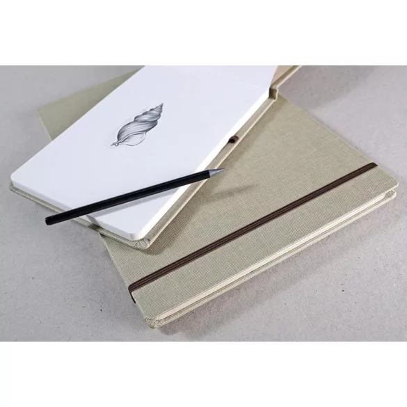 Clairefontaine Goldline rajztömb, natúr fehér rajzpapír, utazáshoz, vászon borító, gumipánt 180 g/m2 32 ív A4