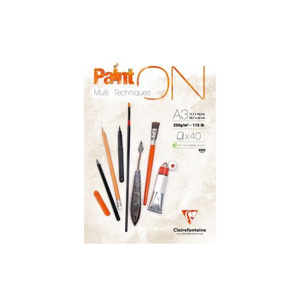 PaintON rajztömb, finom fehér papír, vegyes technikákhoz 250 g/m2 40 lap A3