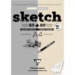   Clairefontaine 50/50 skicctömb, fele elefántcsont fele fehér színű, 90 g/m2 100 ív A4