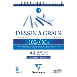   Clairefontaine rajztömb, szemcsés papír, felül spirálozott 180 g/m2 30 lap  A4