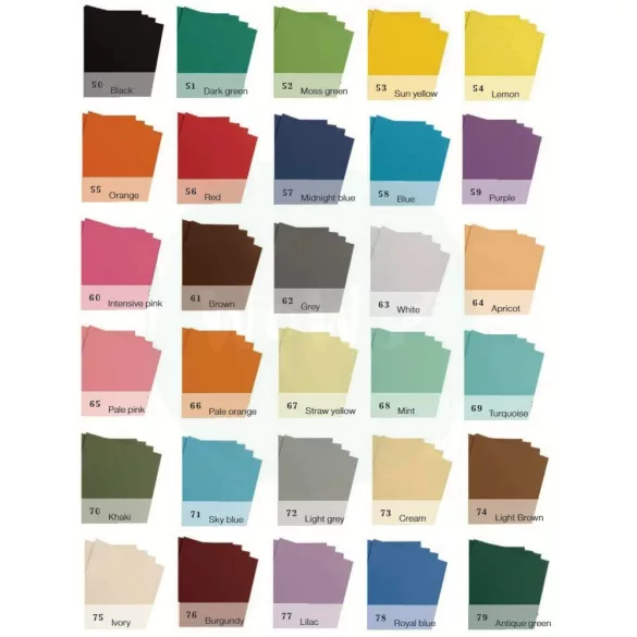 Decorative cardboard - Clairefontaine Maya - 270gr, A/4 - Various colours