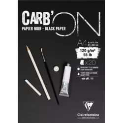   CARB'ON fekete rajztömb, anyagában színezett, finom szemcsés, fejragasztott 120 g/m2 20 ív 21 x 29,7 A4