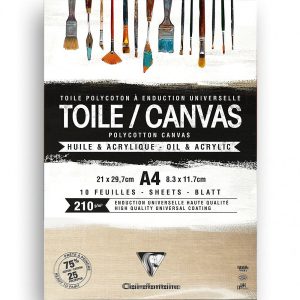 Festővászon tömb - Clairefontaine Toile Canvas Polycotton Canvas - alapozott, natúr, 210gr - A4