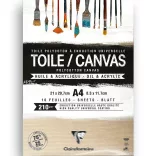 Festővászon tömb - Clairefontaine Toile Canvas Polycotton Canvas - alapozott, natúr, 210gr - A2