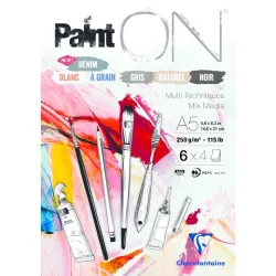   PaintON rajztömb 6 féle színű papírral, vegyes technikákhoz 250 g/m2 24 lap A5