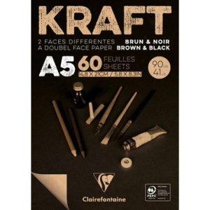 KRAFT rajztömb, fekete/barna 90 g/m2 60 ív 14,8 x 21 A5