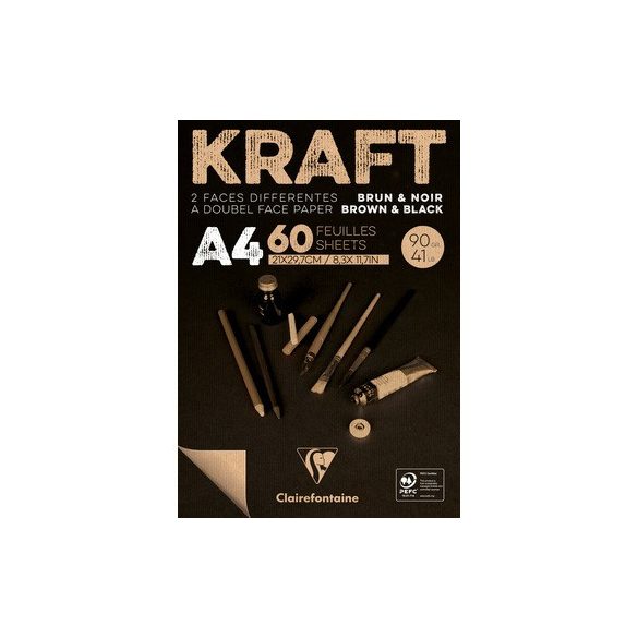 KRAFT rajztömb, fekete/barna 90 g/m2 60 ív 21 x 29,7 A4