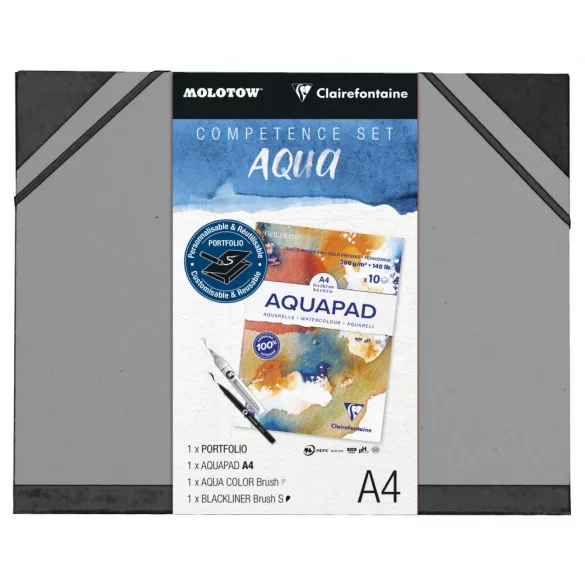 Watercolour Set in A4 Folder - Molotow-Clairefontaine Competence Set Aqua A4, 300g/m2, 26 x 33 cm