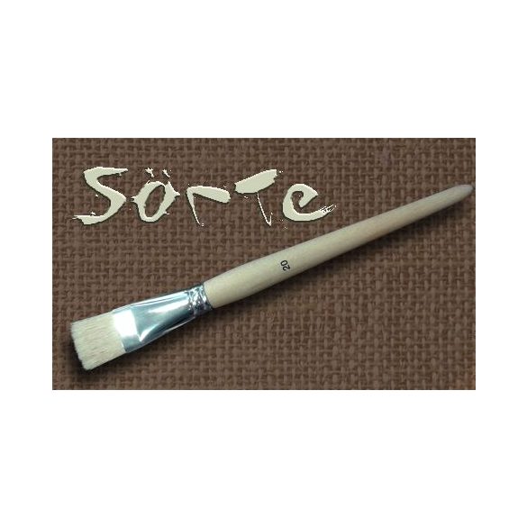 Sörteecset, lapos - Bristle Flat Brush with Short Wooden Handle - 8