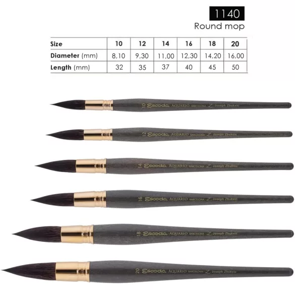 Escoda Aquario Gold Series "Joseph Zbukvic" Squirrel Art Brush (10)