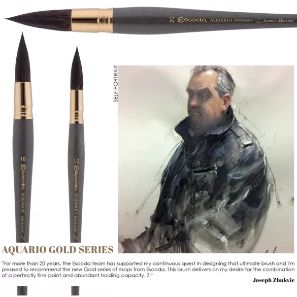 Escoda Aquario Gold Series "Joseph Zbukvic" Squirrel Art Brush - 18