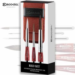   Brush Set - Escoda Red Set, Synthetic Travel Brush Set For Watercolour - 1270