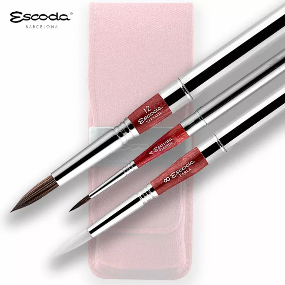 Brush Set - Escoda Red Set, Synthetic Travel Brush Set For Watercolour - 1270
