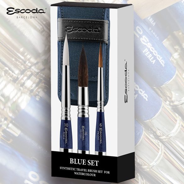 Brush Set - Escoda Blue Set, Synthetic Travel Brush Set For Watercolour - 1271