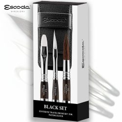   Brush Set - Escoda Black Set, Synthetic Travel Brush Set For Watercolour - 1272