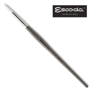 Hegyes, kerekecset - Escoda Perla Synthetic White Toray Fiber Round pointed Brush, Grey short handle, serie 1430 - 0-ás méret