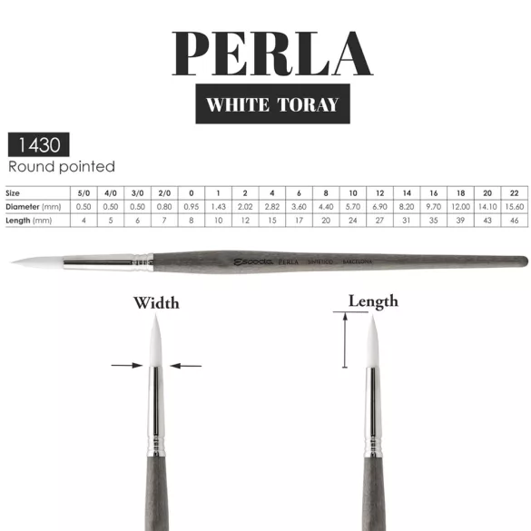 Pointed Round Brush - Escoda Perla; Size 8