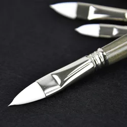  Macskanyelv ecset, szintetikus - Escoda Perla /White Toray Fiber/ Flat filbert brush with Grey short handle Series 1510 - 1-es méret