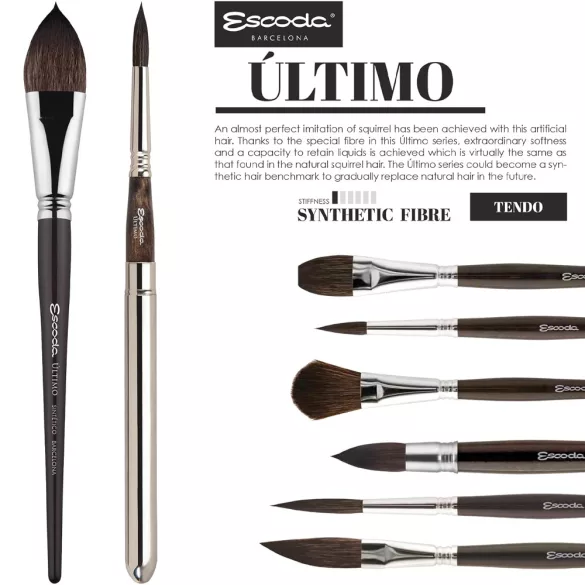 Escoda Ultimo Series 1525 Artist Watercolor and Acrylic Paint Brush, Synthetic Squirrel, Round - 14